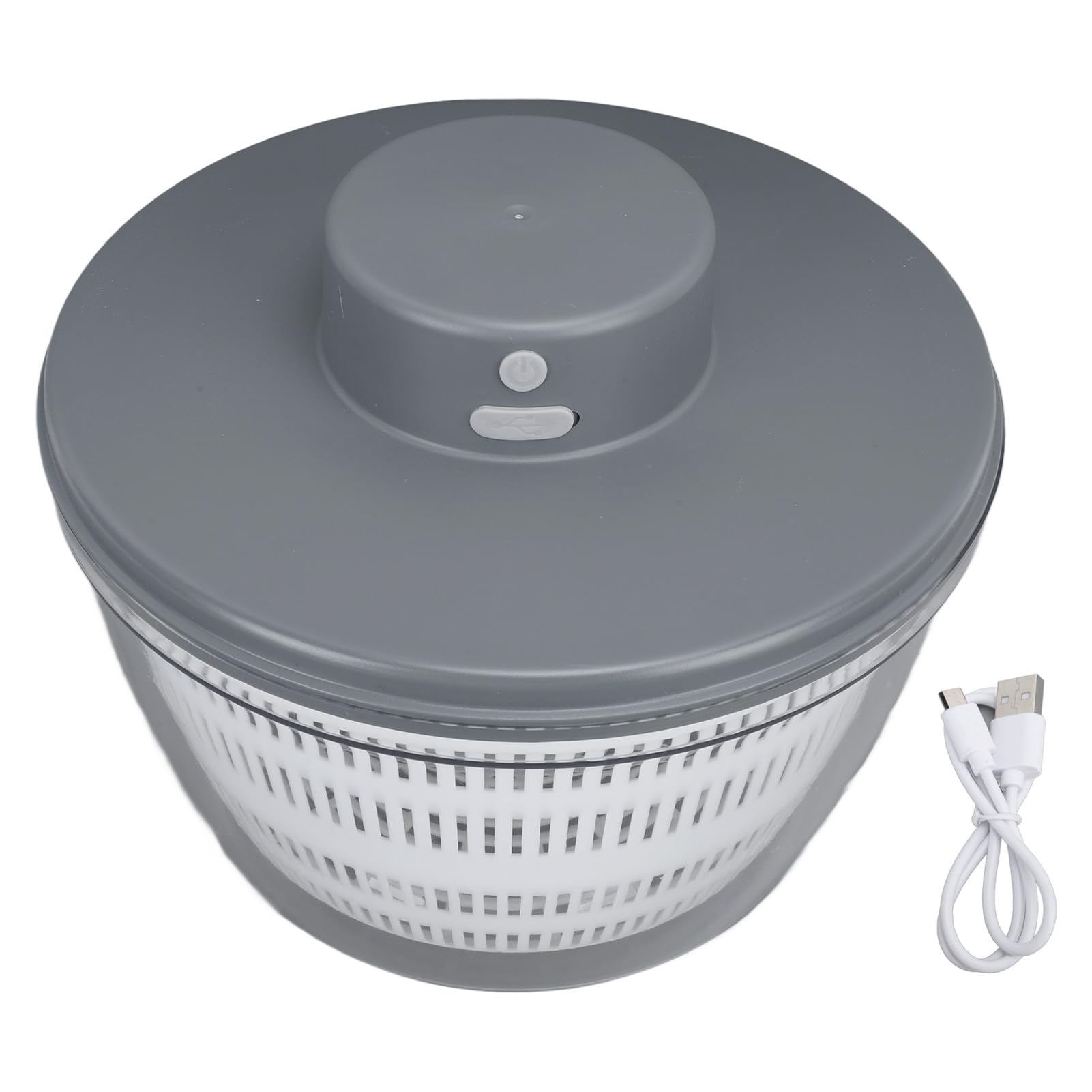 Fruit and Vegetable Washing Machine, 4L Electric Salad Spinner with Bowl & Colander, Rechargeable Multi Use Lettuce Spinner Vegetable Dryer Fruit Cleaner Device for Kitchen (Grey)