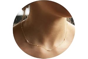 Collner Dainty Pearl Necklace 14K Gold/Silver Plated Cute Single Pearl Necklace Elegant Tiny Pearl Choker Delicate Layered Fr