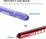 RISEMART Pen Torch 2Pcs LED Pen Light Pupil Gauge 5cm Ruler Nurse EMT Purple view 3