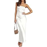 MEROKEETY Women's Cocktail Dresses Summer 2026 Satin Strapless Tube Bodycon Backless Wedding Guest Formal Party Maxi Dress