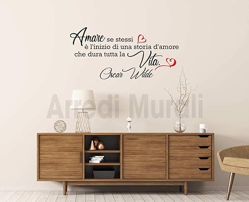 Adesivi Murali Moderni Con Frase Amare Se Stessi E L Inizio Di Una Storia D Amore Che Dura Tutta La Vita Citazione Di Oscar Wilde Decorazioni Per La Casa Con Aforismi Significativi E Decorativi Amazon It