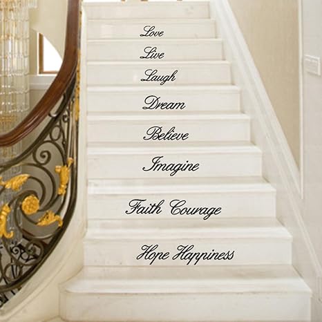 Amazon Com Letters Wall Sticker Fashion Live Laugh Love Dream Believe Imagine Faith Courage Hope Happiness Decal Removable Wall Stickers Stair Decor Black Kitchen Dining