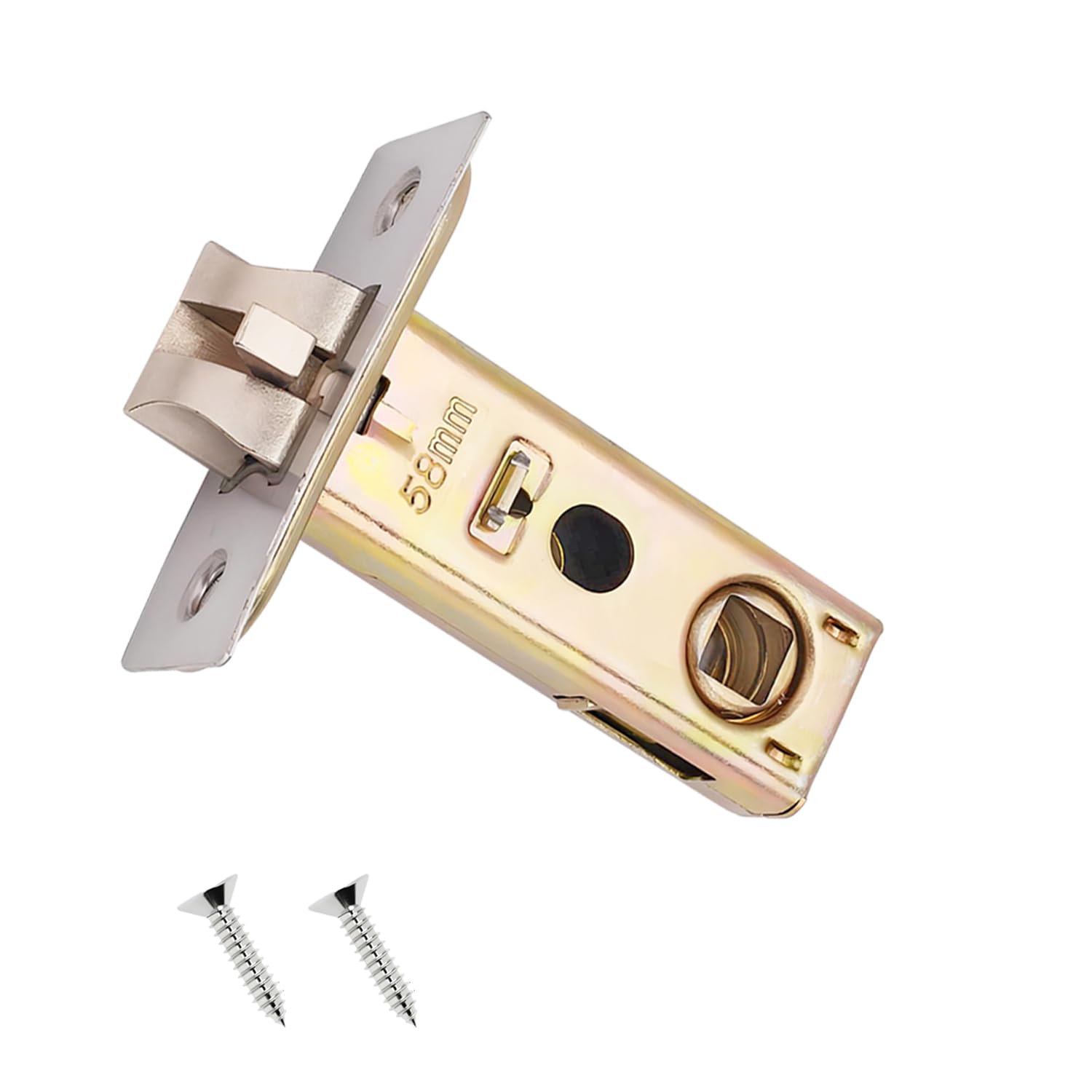 Qrity 58mm Tubular Latch, Forked Mortice Latch, Mute Door Sprung Latch, with Stainless Steel Panel for Internal Doors, Lever Door Handles — image 1
