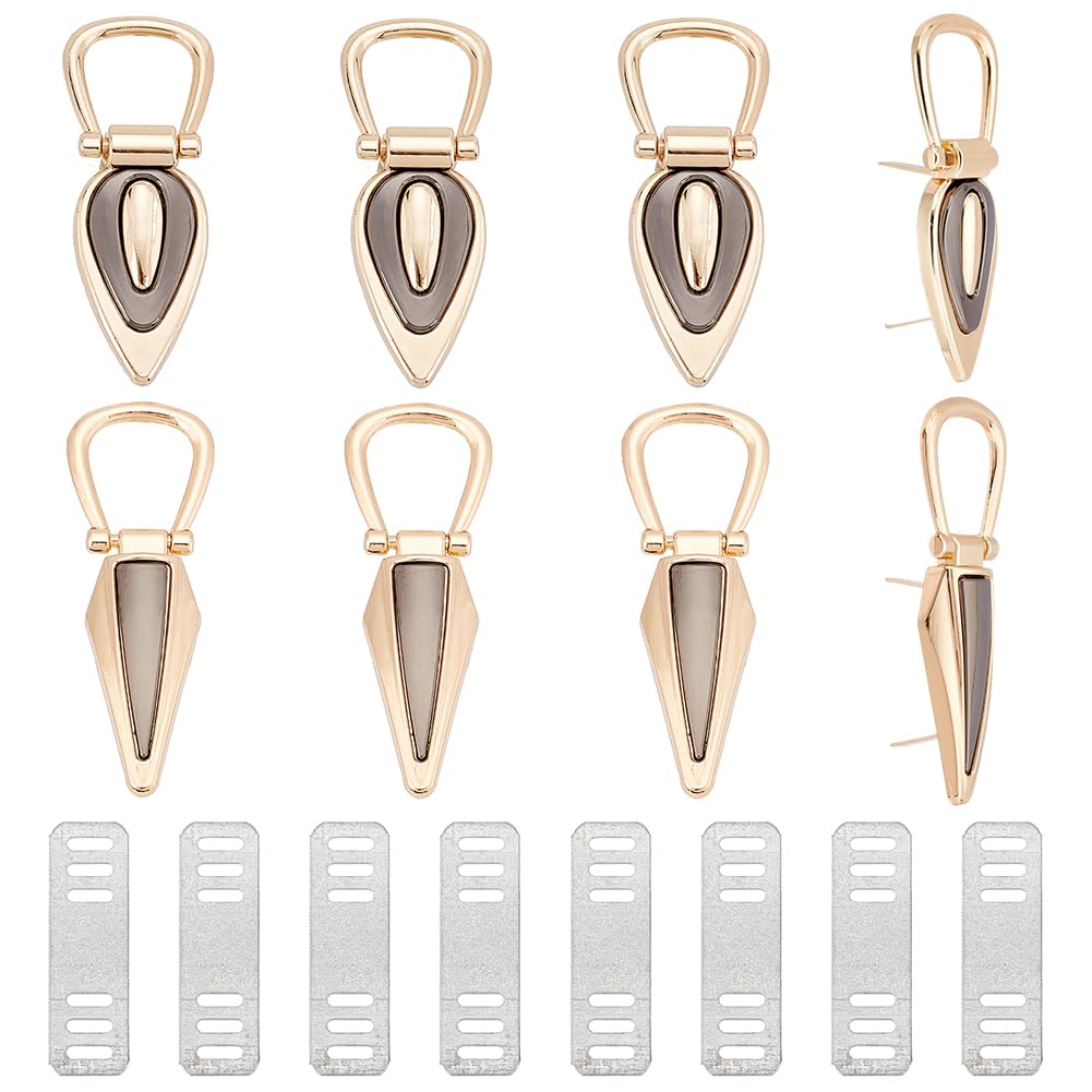 WADORN 8pcs Metal Bag Chain Buckle, 2 Styles Metal Side Clip Buckle with Side Loop Purse Suspension Clasp Handbag Chain Hanger Buckles Strap Connector Buckle Hardware for DIY Purse Shoulder Making