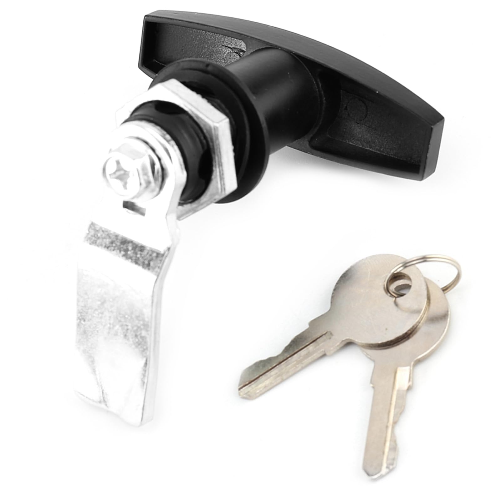 Jadeshay Garage Door T Lock T Handle Lock Rear Fixing T Handle Lock Tool Box Garage Door Lock with Keys for Trailer Caravan Canopy (Black)