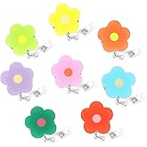 Badge Reel Retractable 8Pcs Cute Flower Floral Nurse Badge Holder Clips Reels ID Name Clip Tag for Nursing Nurses Hospital Teacher Lanyards Accessories
