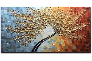 GUAGERYS Art Hand Painting Oil Painting Abstract Decorative Storm Wall Art Painting for Wall Decorations Lucky tree Pictures for Living Room,Bedroom,Restaurant,Office,Hotel Wall Decorative Murals 24×48in