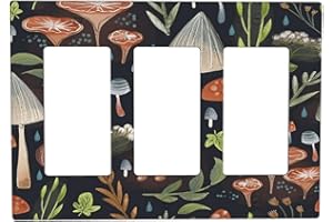 SPSHIAN Boho Mushroom Forests 3 Gang Rocker Light Switch Plate Triple Decora Outlet Wall Cover Faceplate Decorative Wallplate for Bathroom Home Kids Nursery Room Bedroom Decorate 6.57 X 4.65 In