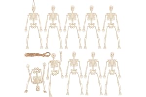 BuQiuRen 10pcs Skeletons Halloween Decorations, 6 Inch Small Skeletons Figurines Posable Mini Skeletons for Halloween Indoor Outdoor Graveyard Decor & Haunted House Accessories Party Favors