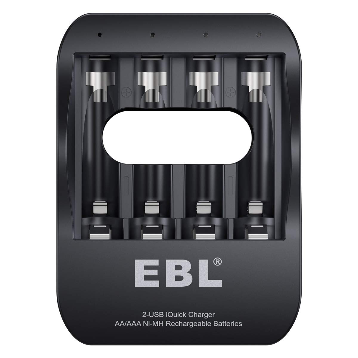 EBL USB Schnellladegerät Akku Ladegerät für AA, AAA, NI-MH Akkus, Schnelle Aufladung, 2 Eingangsport (Micro USB und Type C)