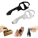 2PCS Keychain Bottle Opener Multi Tool, 100% Stainless Steel EDC Gadget, 6 Tools in 1 [Bottle Opener, Wrench, Screw Driver, M