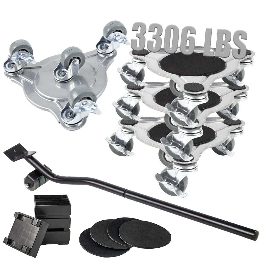 DUEBEL Lifter Furniture Sliders for Hardwood Floors Jack Furniture Dolly Appliance Dolly for Moving Pads Furniture Movers Sliders 3306LBS 1500KG