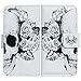 Bfun Packing Bcov White Floral Skull Card Slot Wallet Leather Cover Case for iPhone 5 5G 5S
