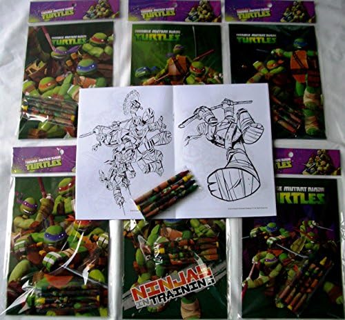 12 Sets of TMNT Teenage Mutant Ninja Turtles Coloring Books and Crayon Set Children Party Favors Bag Filler