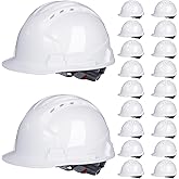 Leumoi 20 Pack 4 Pt. Suspension Hard Hat Bulk Safety Helmets ABS Ratchet Hard Hats Adjustable Construction Hardhats with Vents and Cotton Brow Pad Hard Hats for Men Work Head Protection
