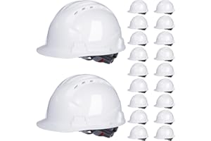 Leumoi 20 Pack 4 Pt. Suspension Hard Hat Bulk Safety Helmets ABS Ratchet Hard Hats Adjustable Construction Hardhats with Vents and Cotton Brow Pad Hard Hats for Men Work Head Protection