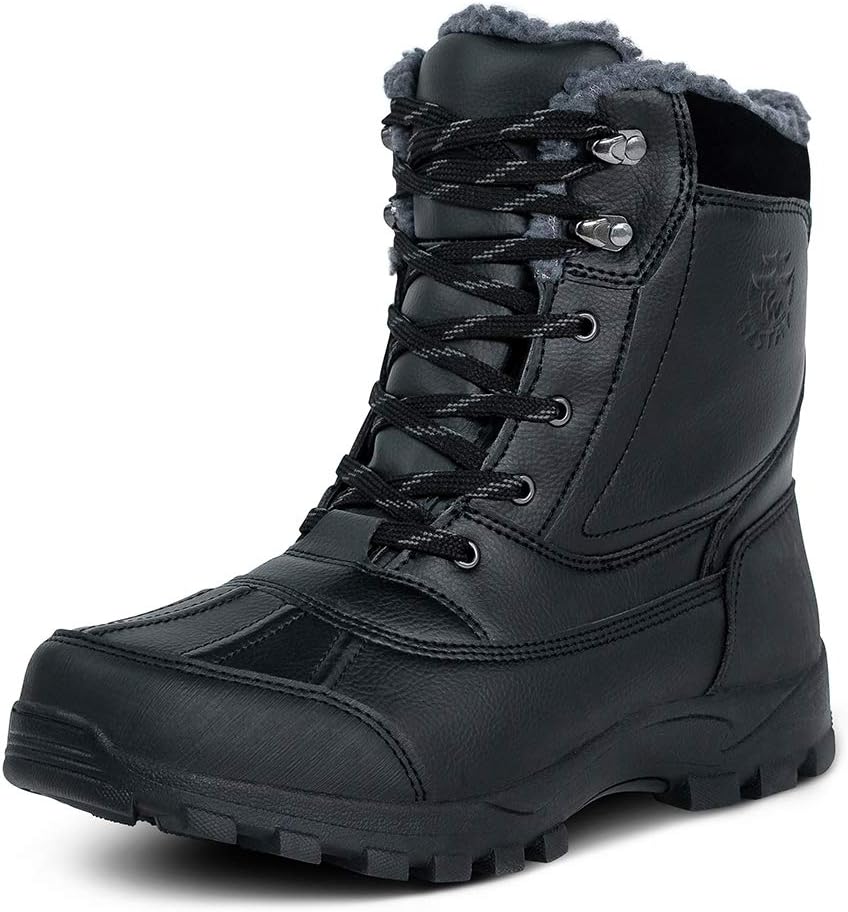 Mens Waterproof Snow Boots，Hiking Bean Hiker Walking Ankle Boots