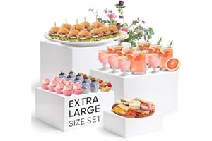 YOPPIX Large Size Acrylic Cube Display Nesting Risers, 13.8" Extra Large Buffet Risers, Food Risers for Buffet Table, Display Stand Shelf for Catering Dessert Collectibles Jewelry Figures Show