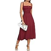 Women's Summer Corset Dress Going Out Casual Sleeveless Split Spaghetti Strap Boho Wedding Guest Midi Sundress