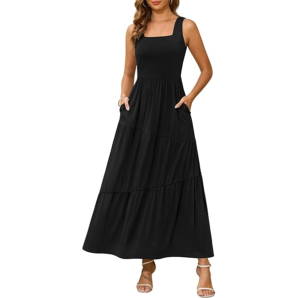 9SEED Women's Paloma Ruffle Maxi Dress, Black, One Size at Amazon Women's  Clothing store