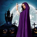 AOOWU Purple Cape Hooded Cape Witch Cosplay Accessory 150cm Halloween view 5