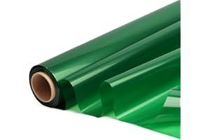 CMFYHM Green Cellophane Wrap Roll,Colorful Cello 34 In Wide X 100 Ft Long, Translucent Colored Cellophane Wrapping Paper for Gift Baskets Wrap, Treats, Holiday, DIY Arts Crafts Decoration (Green)
