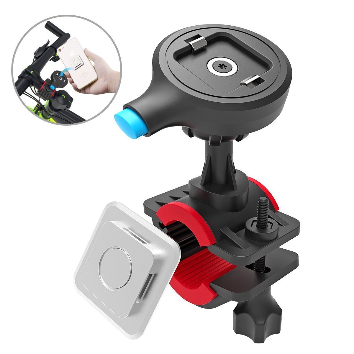 Bike Phone Mount,FOISON Phone Holder for Handlebar with Magnet and Buckle Lock 360 Degree Rotation