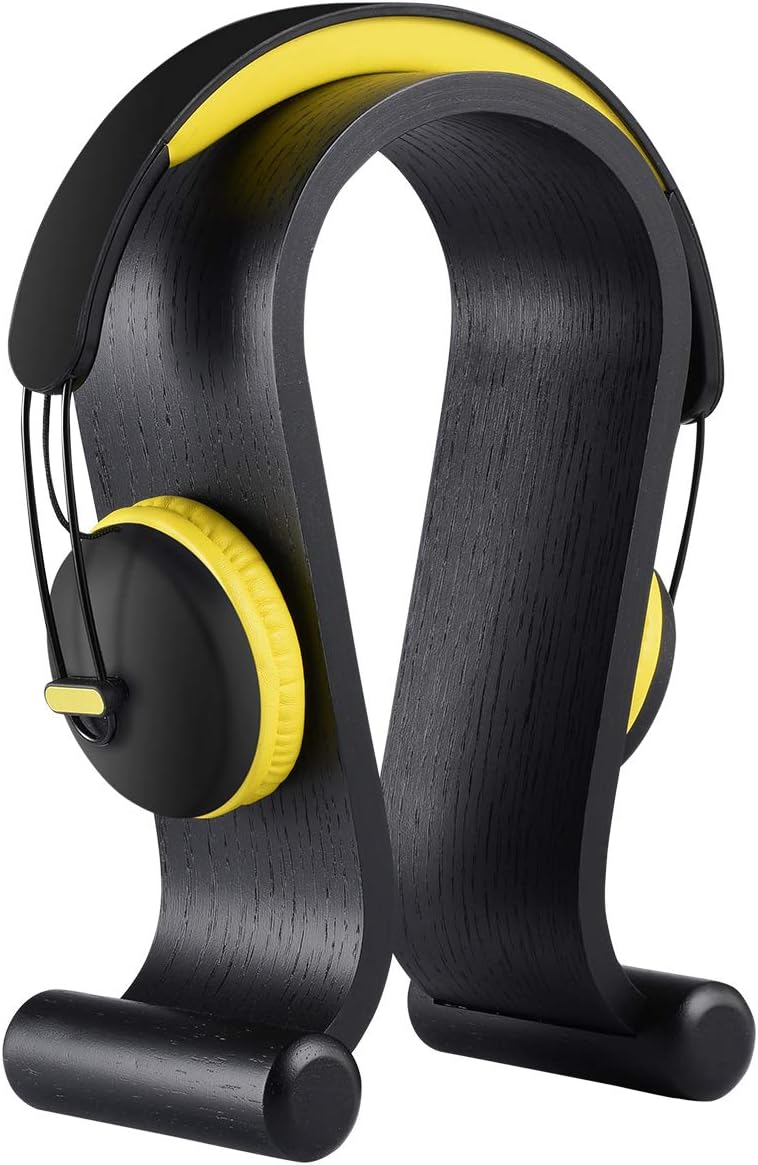 SAMDI Wood Headphone Stand Headset Stand Headphone Holder Universal Gaming Headset Holder - Oak Wood, Oak Wood Black