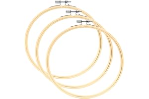 ATTERET Embroidery Hoops 3 Pack Set: Premium Bamboo Wood Rings with Metal Tension Screw Brackets for DIY Cross Stitching, Sewing, Embroidered Craft Projects, Sizes 5, 7, 8, 9, & 10 Inch Diameter, (7")