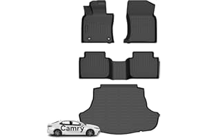 Wayhigh-for Toyota Camry AWD 2020-2024 (Not fit FWD or Hybrid) All Weather Floor Mats and Cargo Liner Set TPE Car Mats Waterproof Anti-Slip Rubber Trunk Liner Camry AWD Accessories
