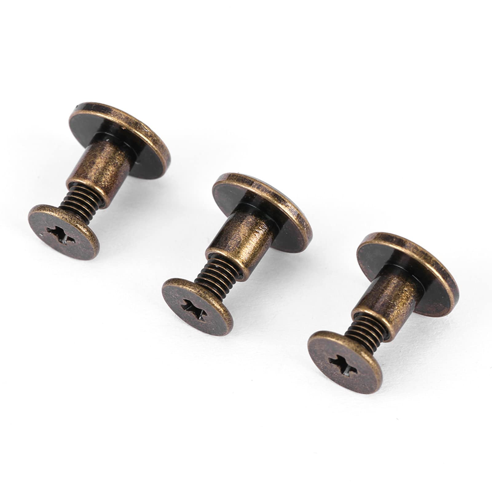 20pcs Leather Craft Rivets, Flat Head Copper Brass Screws Nuts Nails Rivets Leather Cap Accessory Metal Studs Kit for DIY, Bag Decoration, Shoes Repairs(6.5mm)