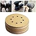 AUSTOR 60 Pcs Gold Sanding Discs, 5 Inch 8 Holes Dustless Hook and Loop 60/80/ 120/150/ 220/400 Grit Sandpaper Assortment for Random Orbital Sander