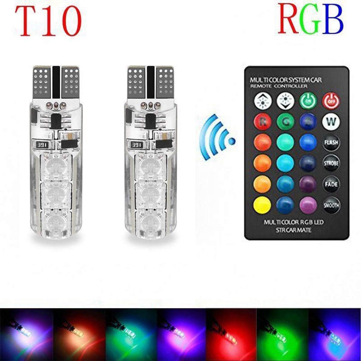 Yudanny 2X LED T10 Remote Control 501 RGB Colour Changing Car Wedge Side Light Bulbs, Multicolor - Image 4