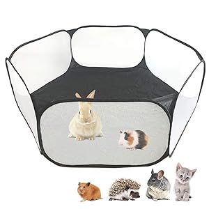 Amakunft Small Animals C&C Cage Tent, Breathable & Transparent Pet Playpen Pop Open Outdoor/Indoor Exercise Fence, Portable Yard Fence for Guinea Pig, Rabbits, Hamster, Chinchillas and Hedgehogs
