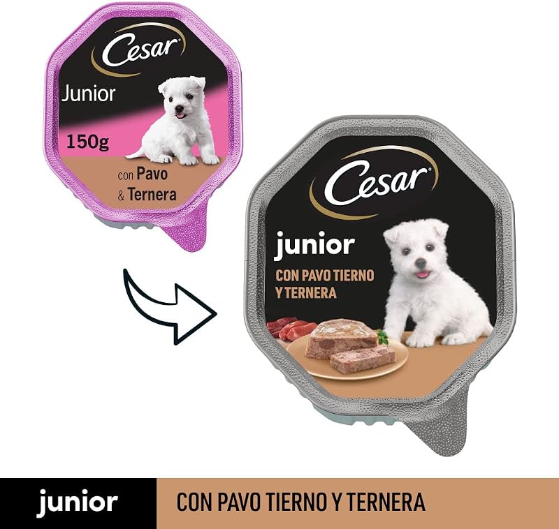 Junior Nourriture pour Chien Chiot Puppy avec Dinde Tendre et Veau 150 g - 14 bacs