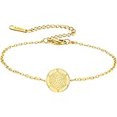 TEAMER Hekate Wheel Bracelet Stainless Steel Adjustable Hecate's Wheel Bracelet Wicca Wheel of Hekate Goddess Amulet Jewelry For Women