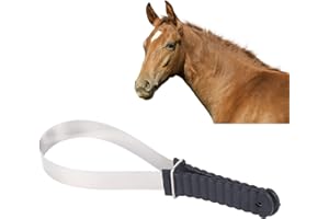 BEUFEE Stainless Steel Horse Curry Comb, Dual-Sided Shedding Blade with Stainless Steel Blade De-Shedding Tool Safety Horse Fur Scraper for Horse Hair Cleaning
