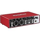 NUOSIYA USB Audio Interface for PC Computer Recording Music, Red Guitar Audio Interface for Mac 24Bit/192kHz Podcasting Streaming for Vocalist Producer with 48V Phantom Power