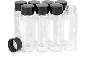 Kesell 15ml Clear Glass Bottle Small Liquid Sampling Sample Glass Bottles Vials with Write-on Spot and Graduations, Pack of 8