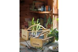 Gardener's Supply Company Large Garden Harvest Basket | Versatile Gardening & Vegetable Gathering Hod | Natural Smooth Pine - Maple Frame and Coated Mesh | 9"L x 11"W x 11"H