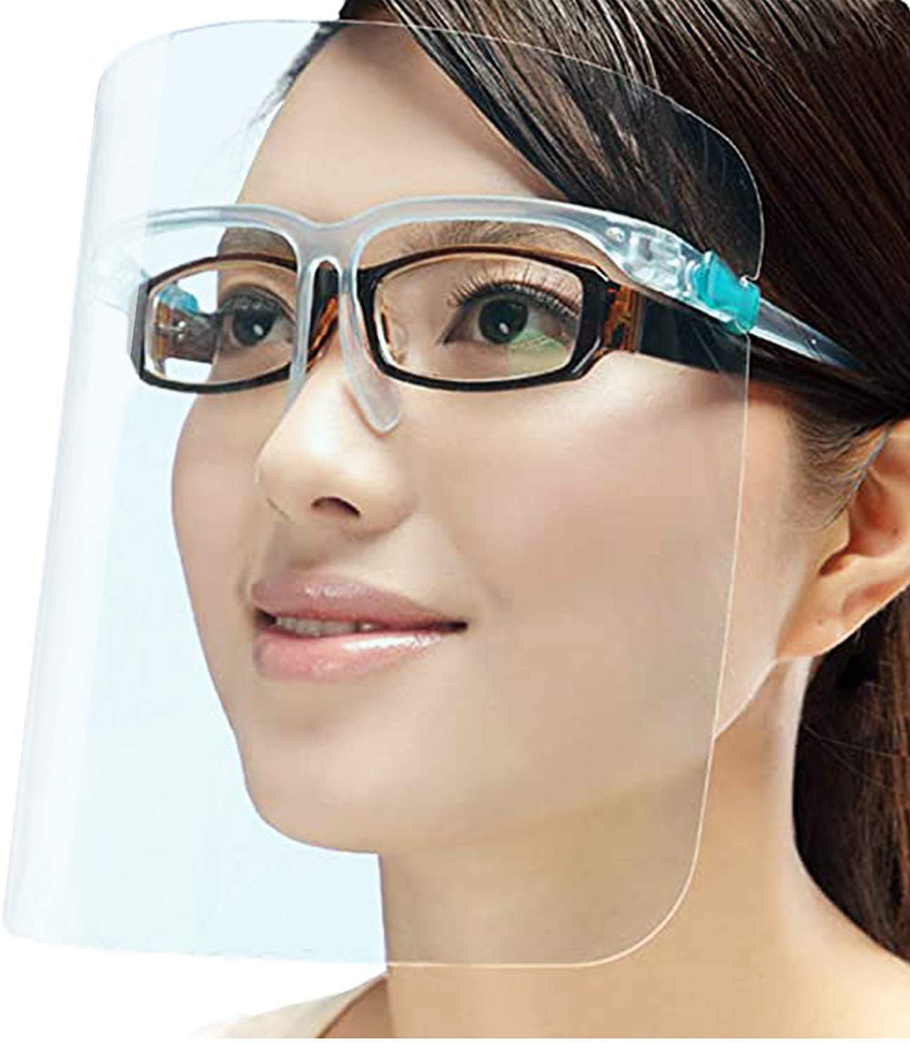 10pk Omnitex Face Shield with Glasses, Spectacle Frame Full Face Visor, Anti-Fog Lens, Adjustable Transparent Plastic - Image 3