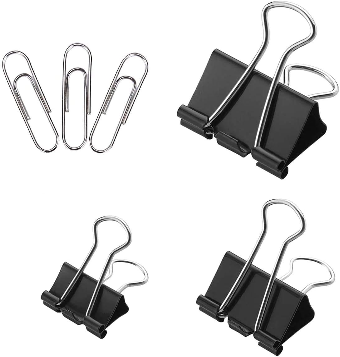Aelfox 172 Pcs Binder Clips Assorted Sizes & Paper Clips