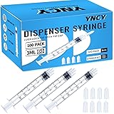 100 Pack 3ml Syringes Luer Lock with Cap, 3cc