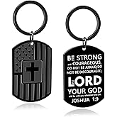 Joyline Valentines Day Keychain for Boyfriend Religious Christian Gifts for Men Women Teens Bible Verse Joshua 1:9 Cross Keychain First Communion Baptism Gifts