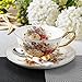 Panbado 3 Piece Bone China Tea Cup and Saucer Set with Spoon, Porcelain Coffee Cup Set 6.8 Ounce, Service for 1, Flower