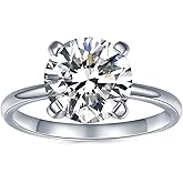 IMOLOVE Solitaire Moissanite Engagement Ring, 1CT D Color VVS1 Clarity, 925 Sterling Silver with 18K White Gold Plated, Ideal
