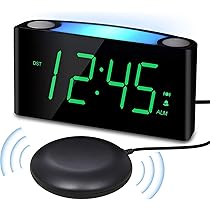 Réveil Bruyant Avec Vibreur De Lit Pour Les Gros Dormeurs, Les Sourds Et Les Malentendants, Veilleuses, Réveil Numérique Grand écran Avec Fonction De Charge, Port USB, Luminosité 0-100%, 12/24H&DST