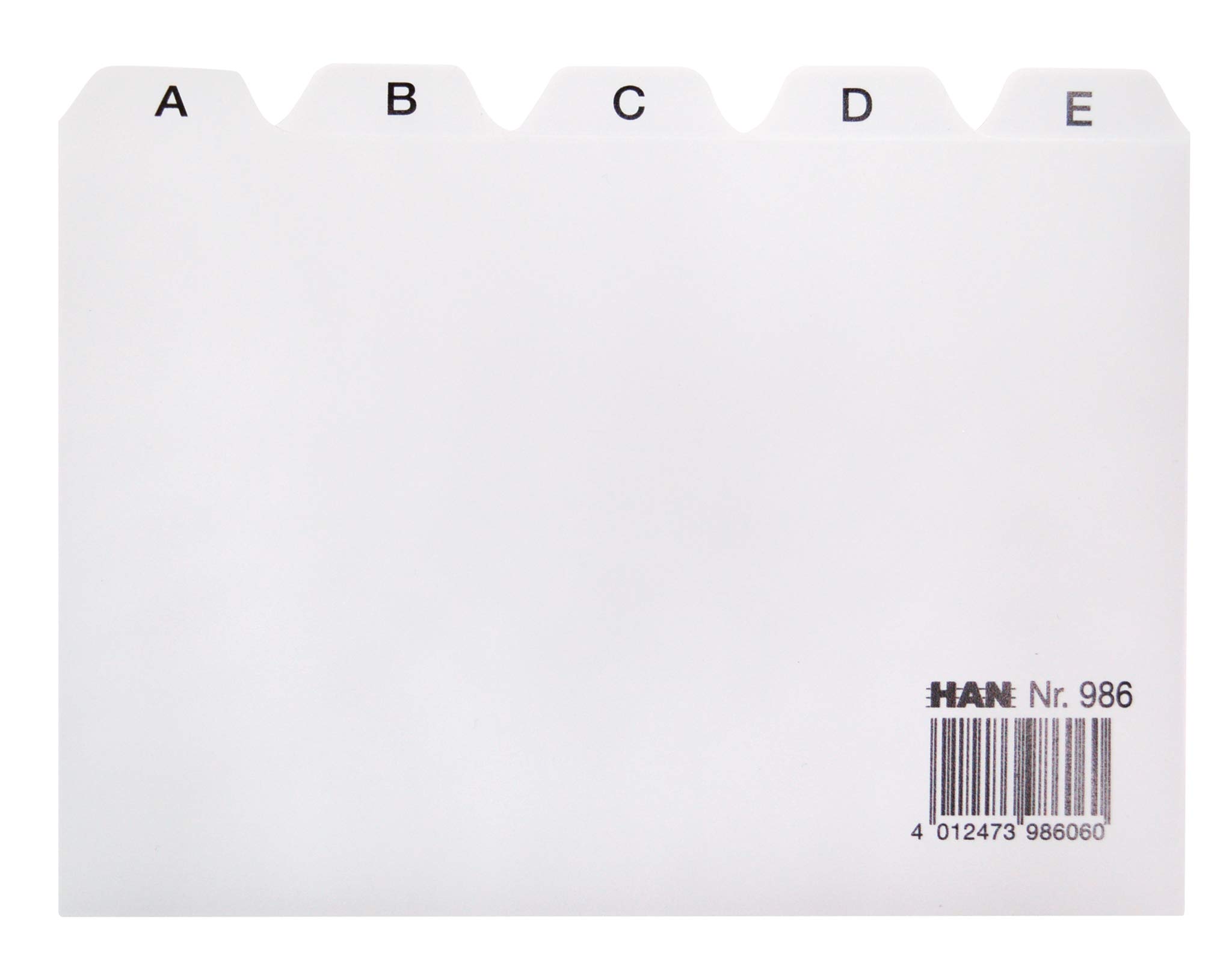 HAN 986, Tab A - Z, A6 landscape, 25 pcs. Guide cards for card index boxes and trays, grey