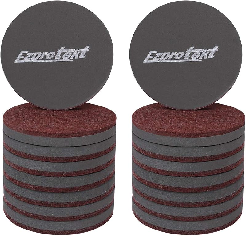 Ezprotekt 3.5 Inch Round Furniture Sliders 16 Pcs Brown 89 mm Felt Pads