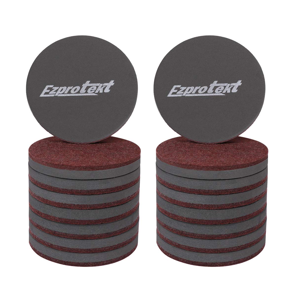 Ezprotekt 3.5 Inch Furniture Sliders 89 mm Round Felt Sliders Moving Furniture Gliders Pads for Hardwood Floors Protection and All Hard Surfaces,16 PCS Brown